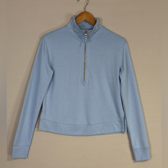 LAKE XS Light Blue Half Zip Mock Neck Sweatshirt NWT